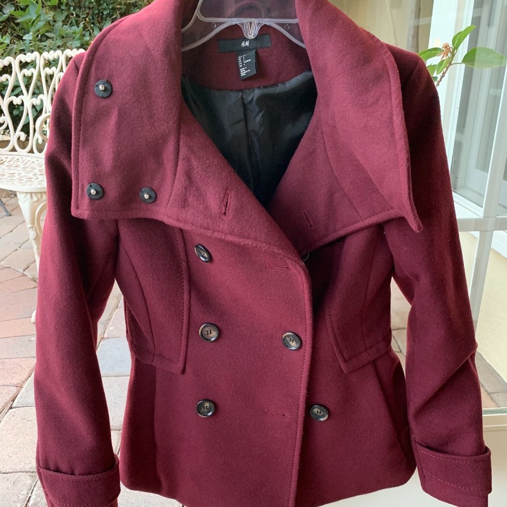Thick burgundy pea coat